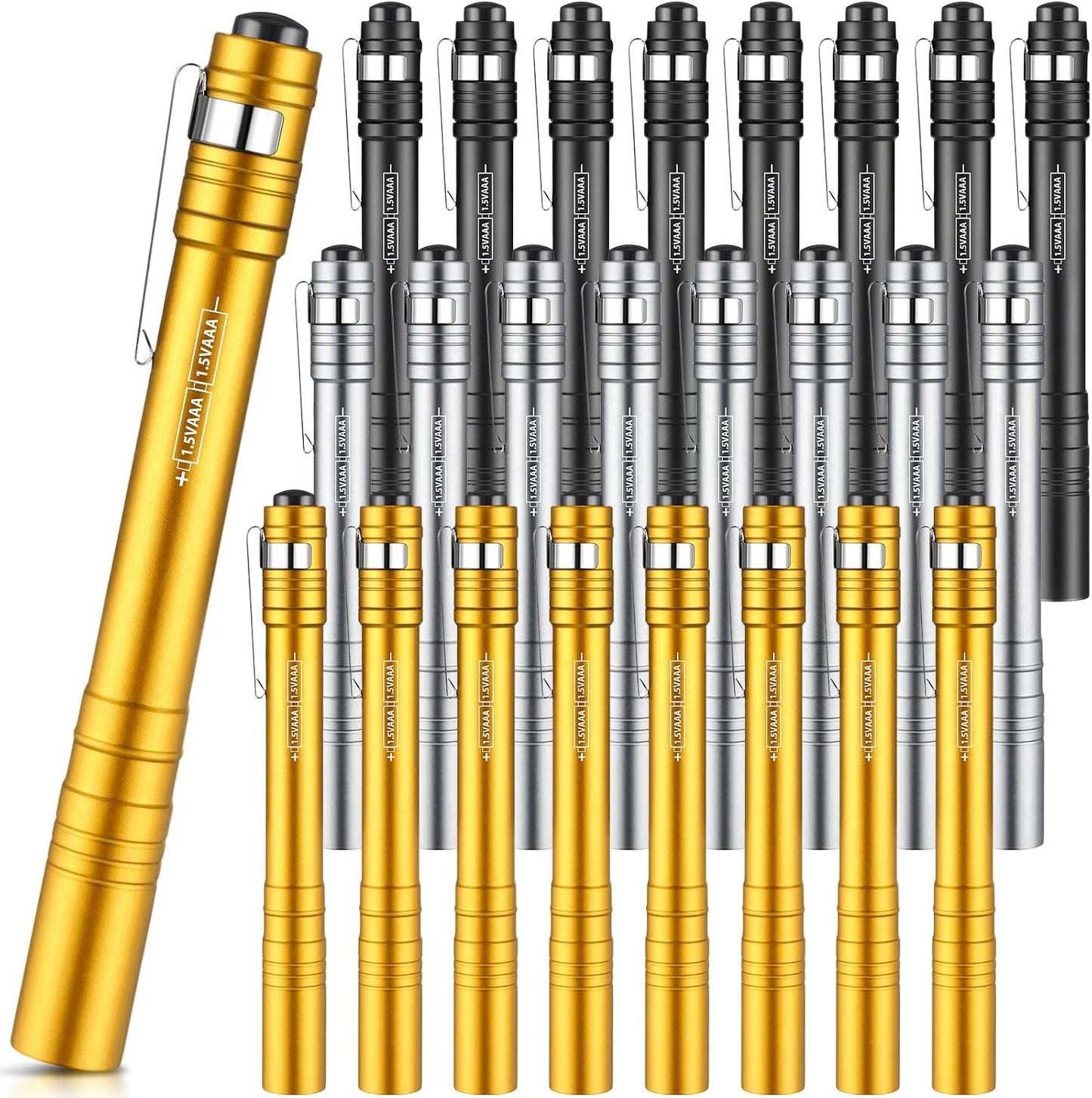 24 Linternas de Bolígrafo LED Aluminio con Clip para Hombres