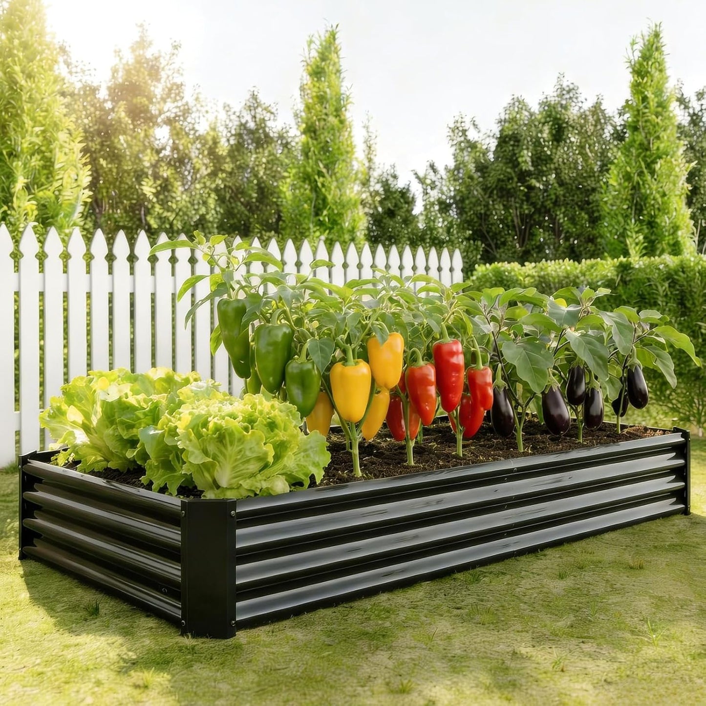 Caja jardín elevada acero galvanizado 8x4x1ft base abierta