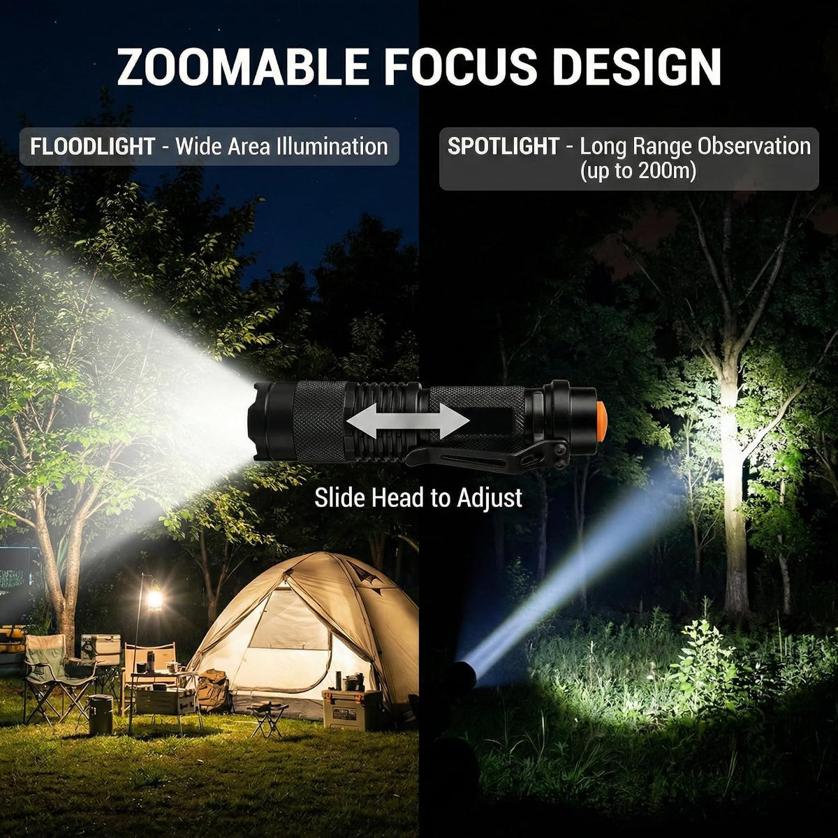 6 Linternas LED 7W 300LM SK-68 Modos Ajustables Táctica Camping