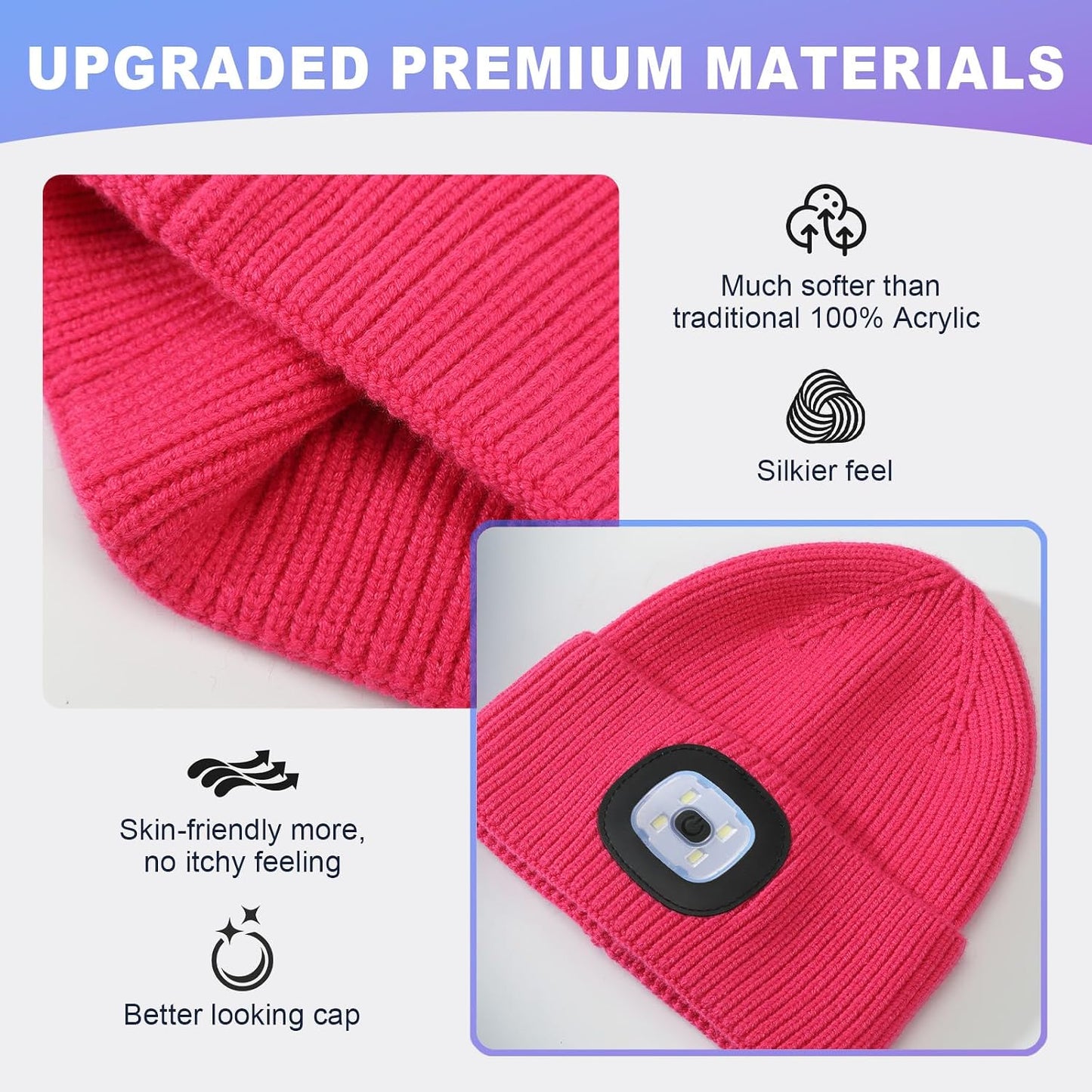Gorro LED niños recargable USB con luz invierno