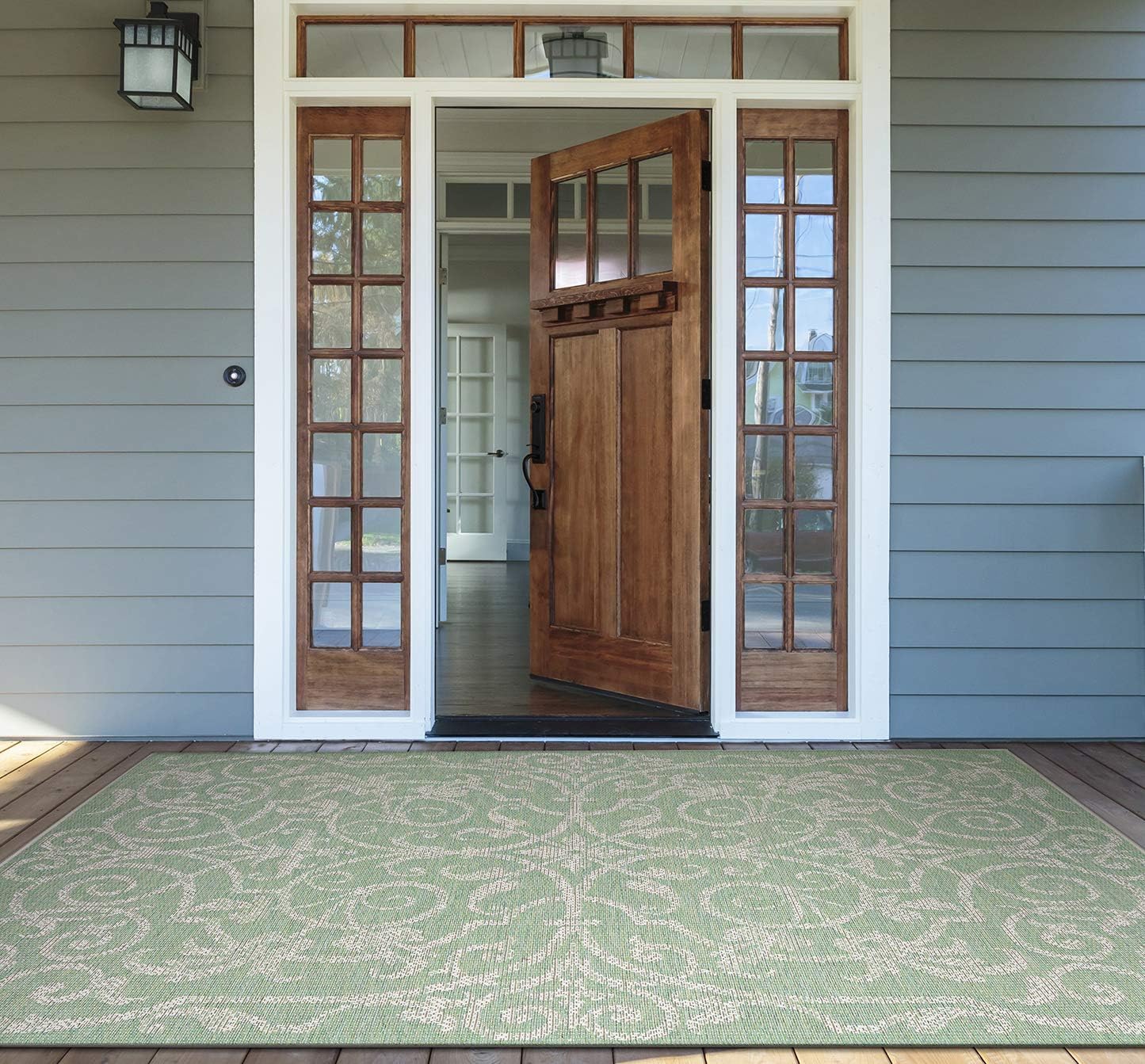Alfombra interiores exteriores 3x5ft color marfil lavable