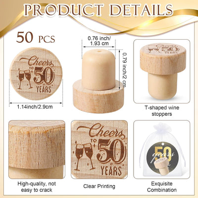 50 Juegos Regalo 50 Años Botella Vino Tapón Madera Etiquetas
