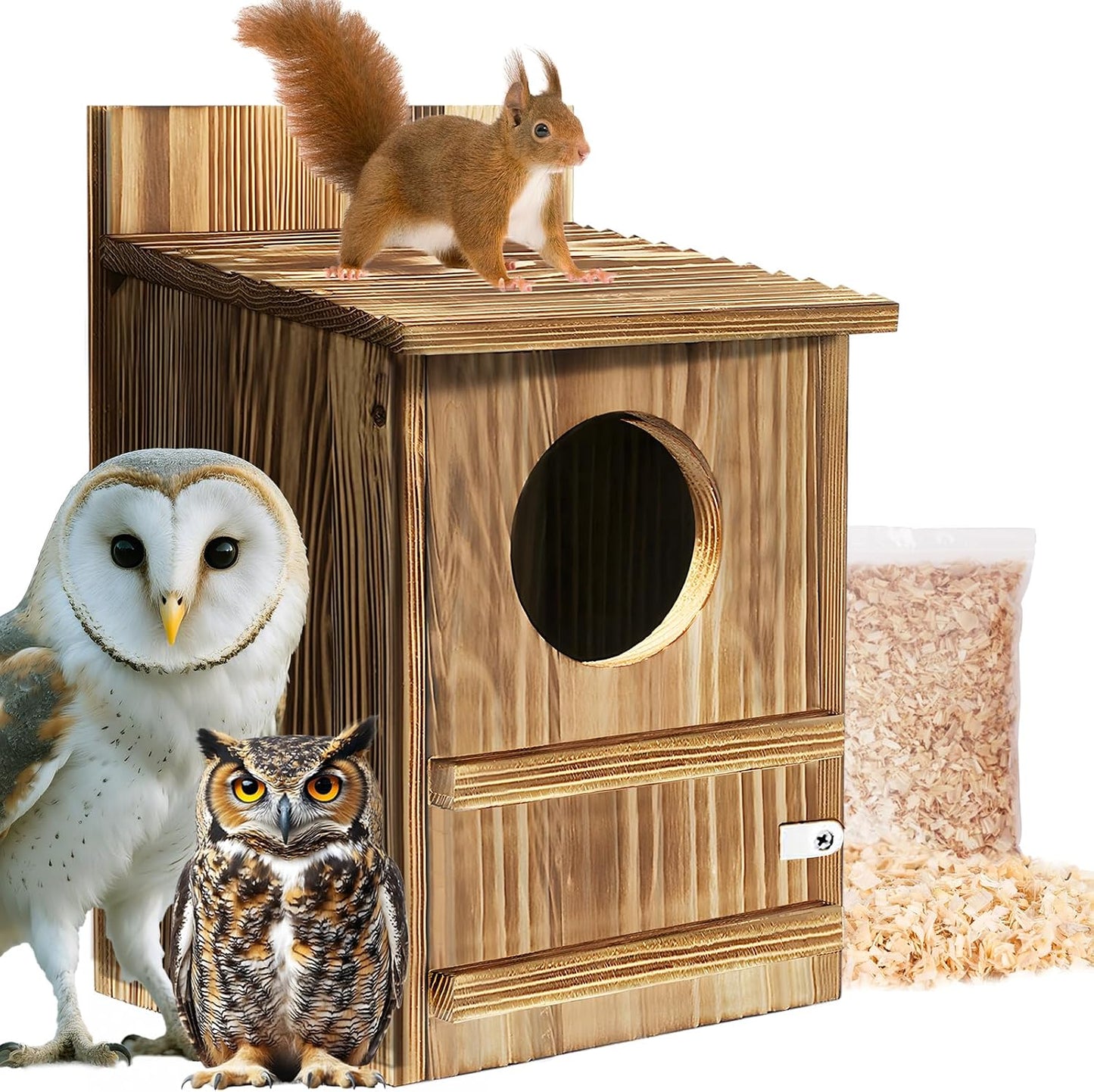 Casas para pájaros de madera con virutas para exteriores