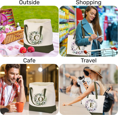Bolso tote personalizable algodón duradero con cremallera