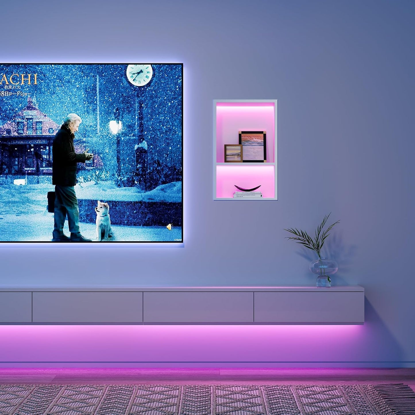 Nicho ducha 2 niveles 12x18pulg con luz LED RGB acero inox