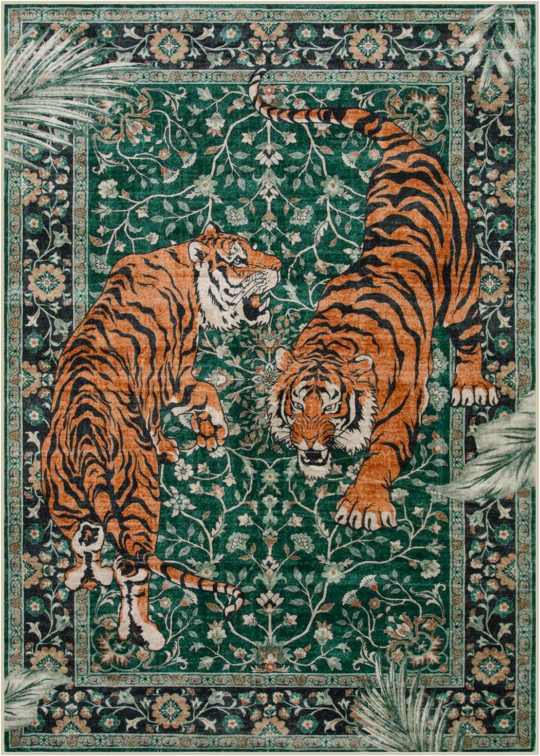 Alfombra tigre 5x7ft bohemia sala dormitorio verde