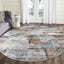 Alfombra redonda antiderrap para sala dormitorio gris/óxido