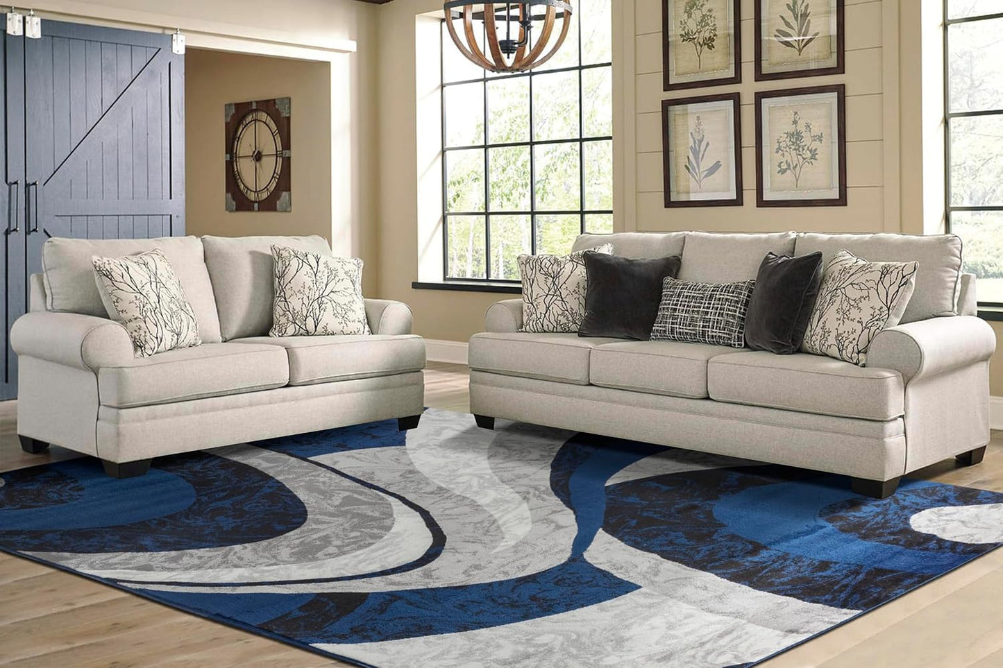 Alfombra área moderna remolinos azul marino 4x5ft