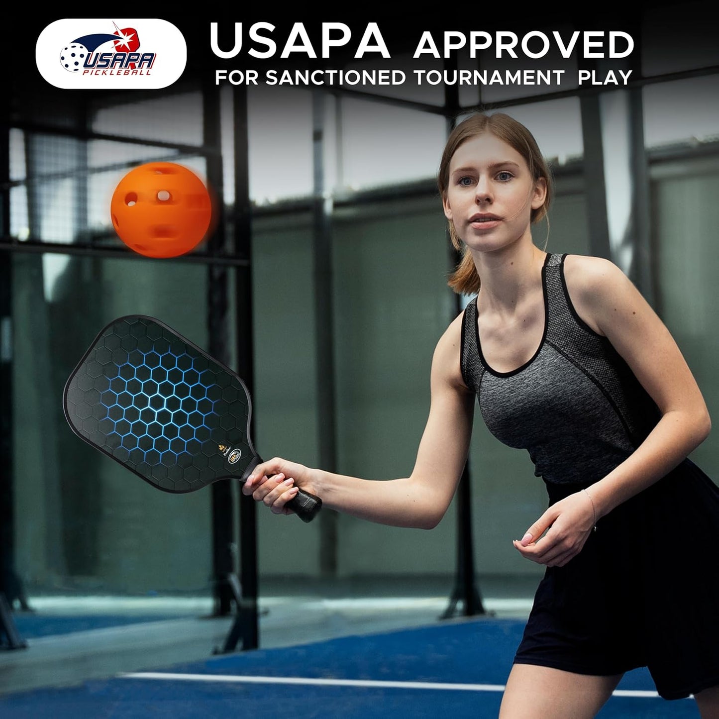 Set pickleball fibra vidrio ligera antiderrap