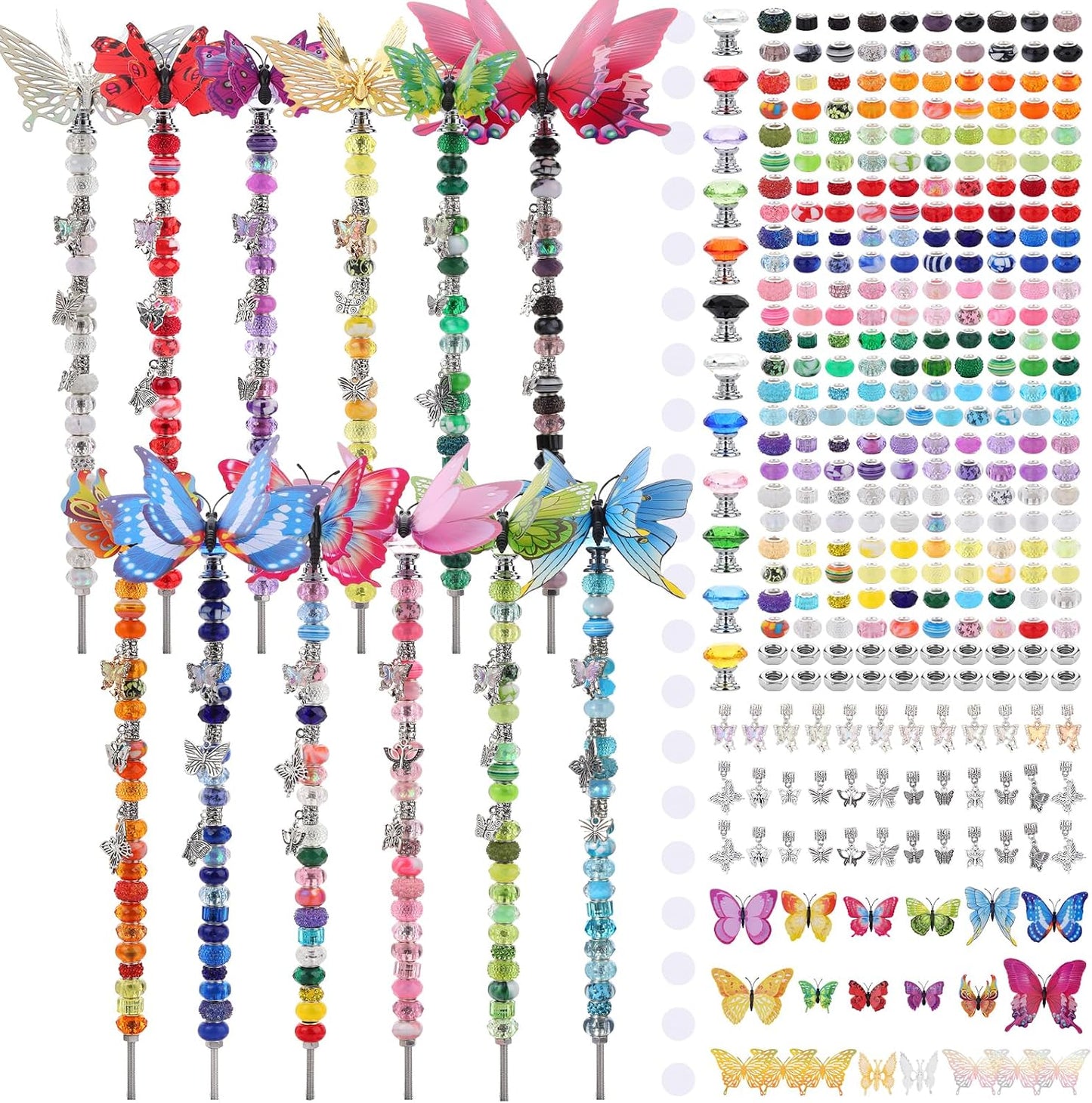 Set 380 estacas jardín con cuentas mariposa varilla 12"
