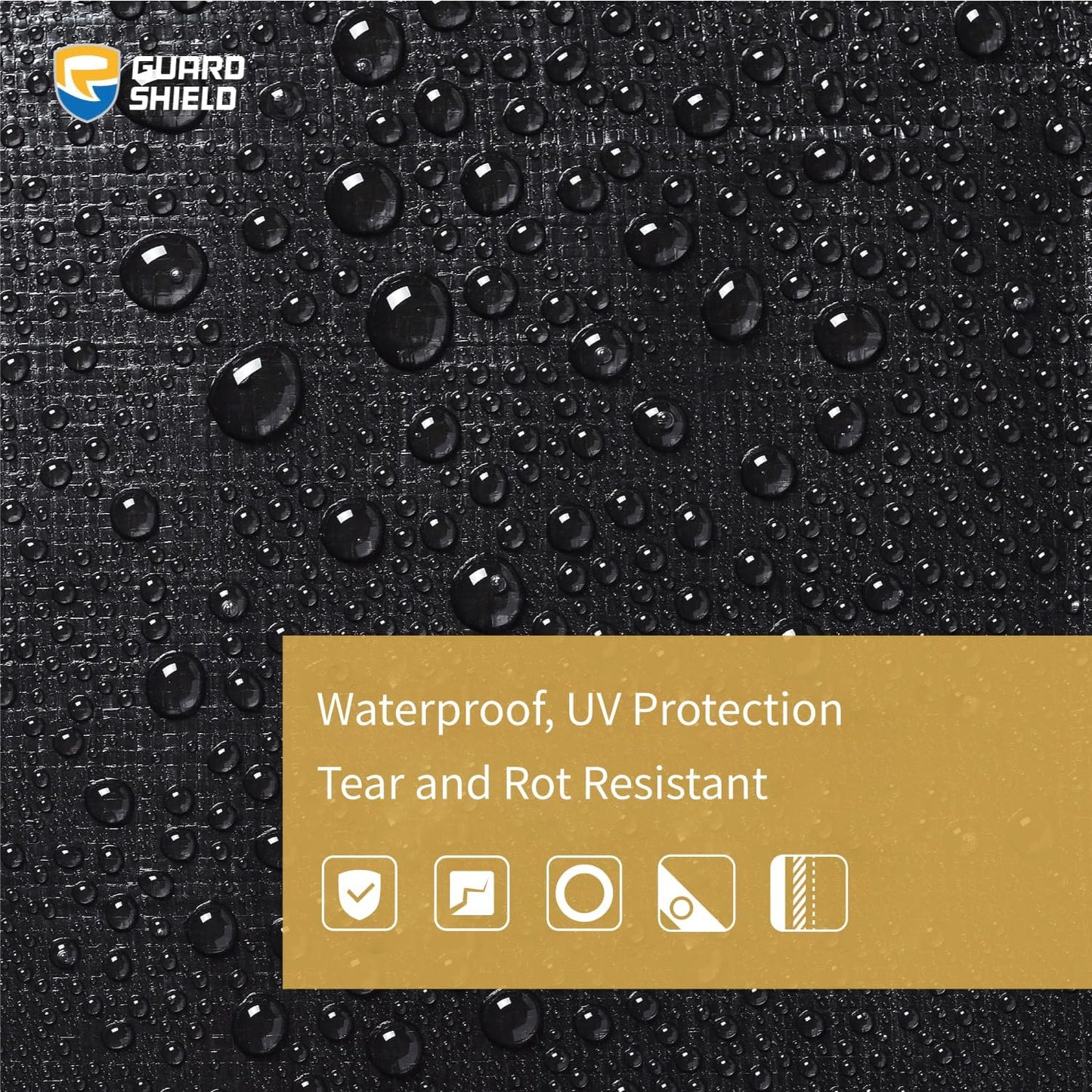 Lona negra impermeable 16x16ft con ojales cubierta 12mil