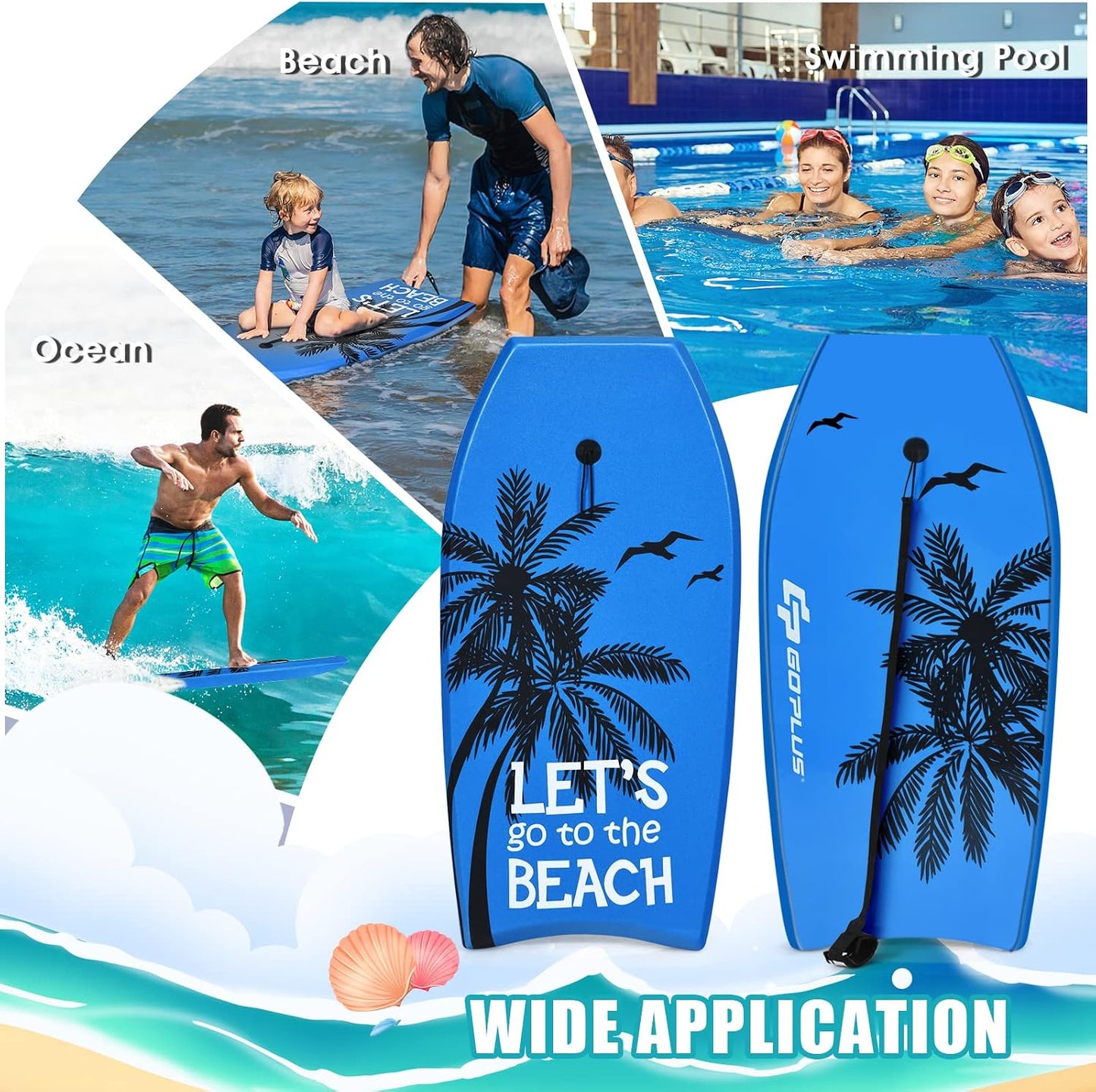 Bodyboard 33/37/41pulg ligero correa muñeca niños adultos