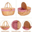 Cesta picnic mimbre forro tapa dividida asa plegable vintage