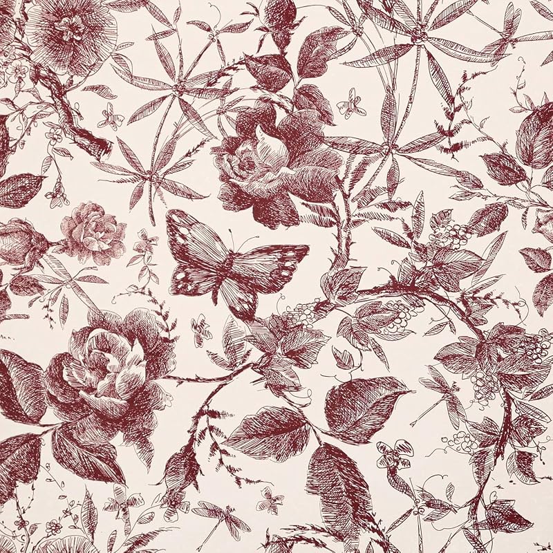 Papel pintado autoadhesivo rosa con mariposa 15.7x787.4"