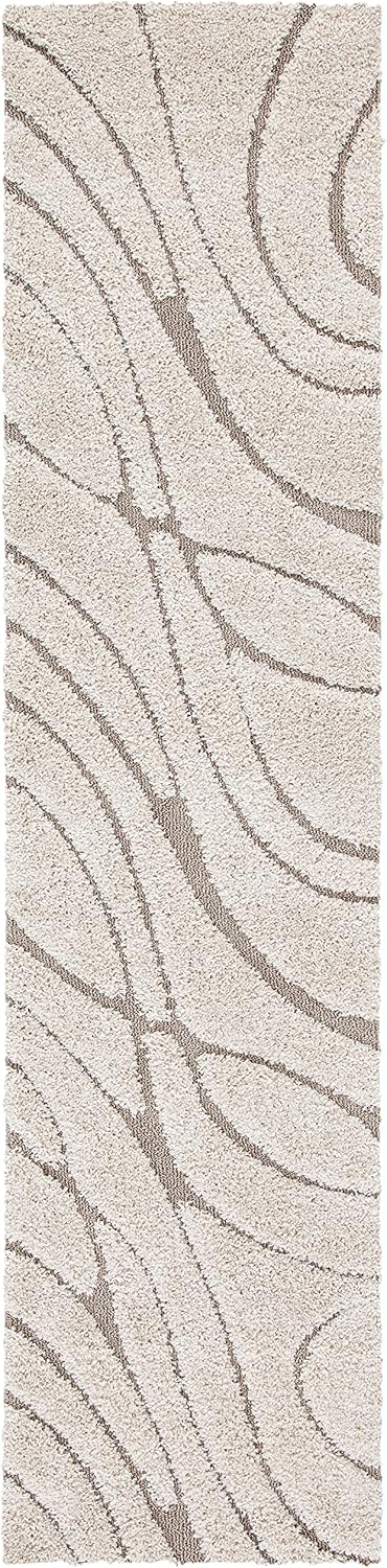 Alfombra pasillo 2'3"x9' color crema y beige 1.2" grosor