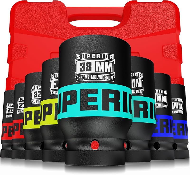 Set 8 llaves impacto 3/4" 26-38mm CR-MO automotriz