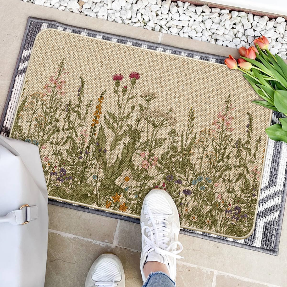Tapete floral 24x35pulg interior y exterior
