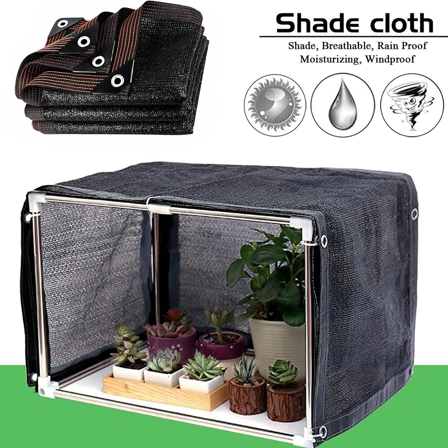 Malla sombra jardín 90% negro para pérgola patio