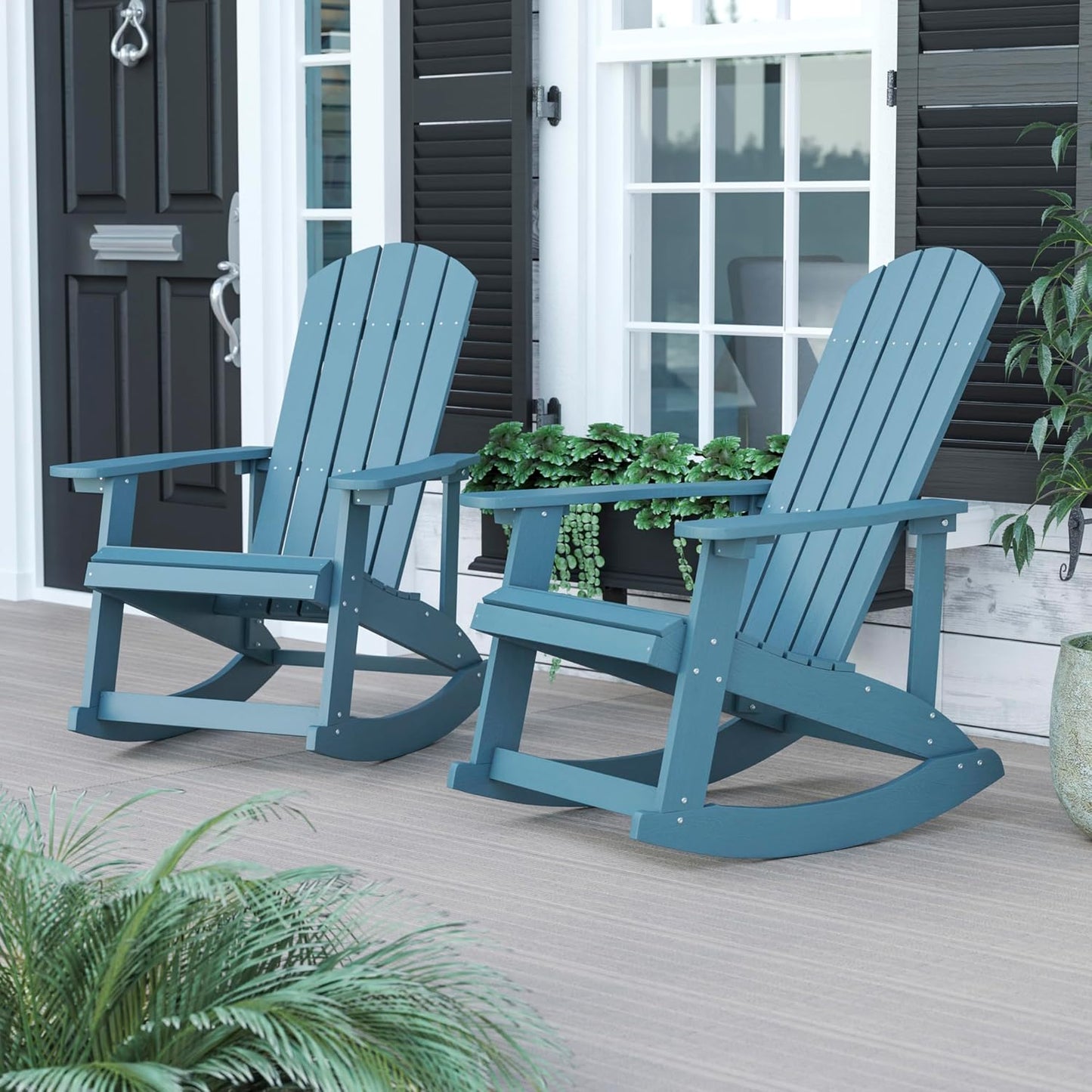 Silla mecedora Adirondack resina 2 Pzas color mar