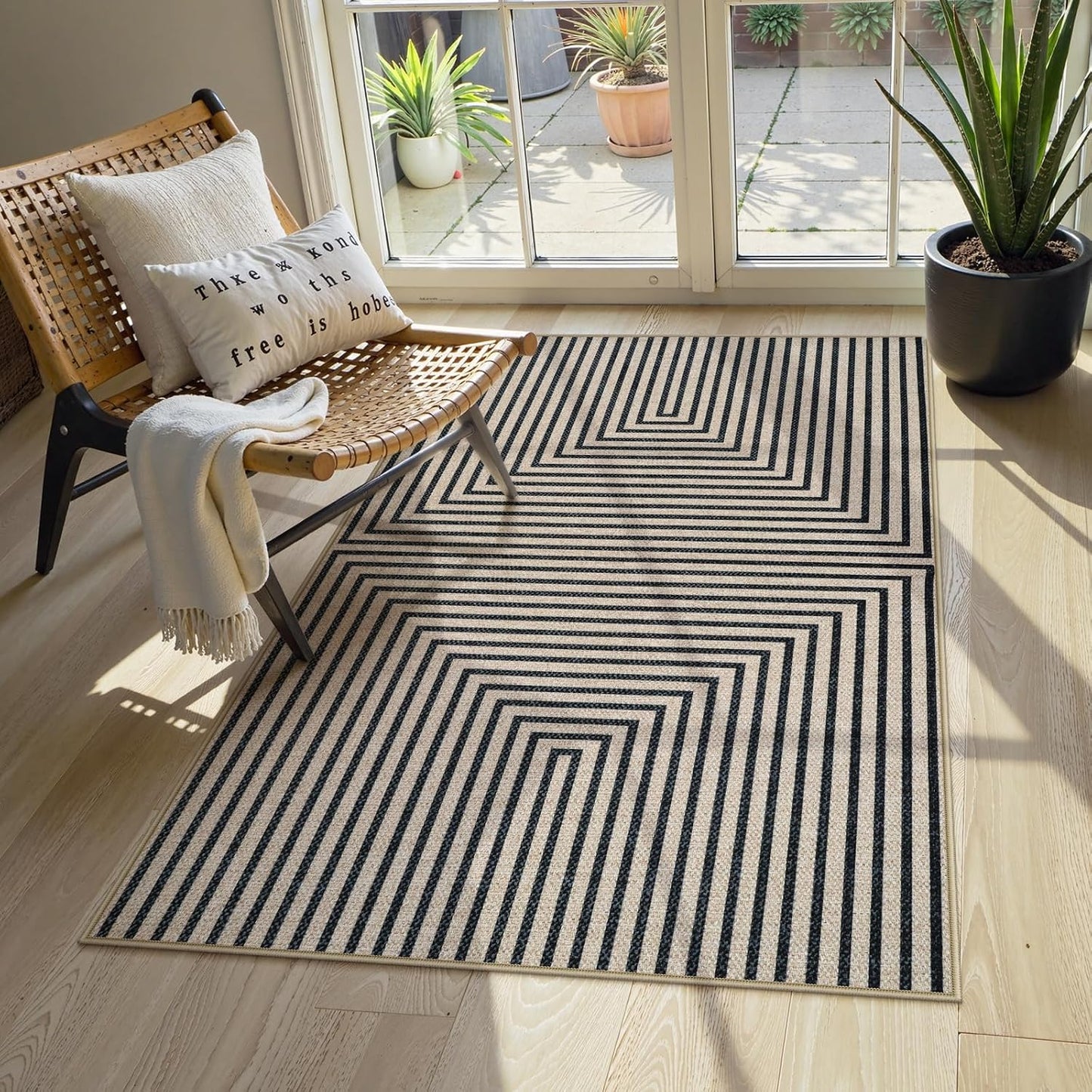 Alfombra yute 3x5 geométrica lavable entrada cocina