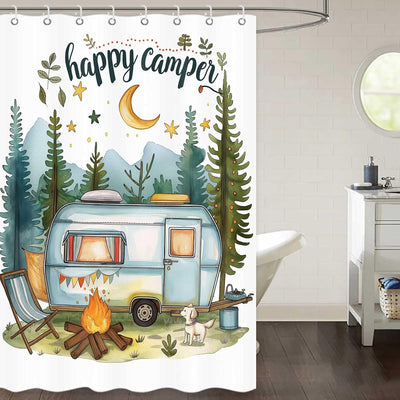 Cortina ducha caravana 47x64pulg con ganchos