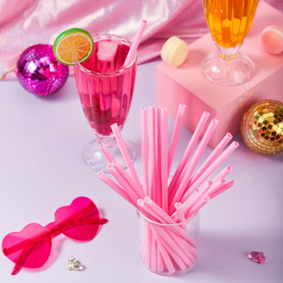 50 Pzas Popotes Rosados Corazón San Valentín Reutilizables
