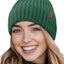 Gorro lana merino unisex punto liso puños suave cálido