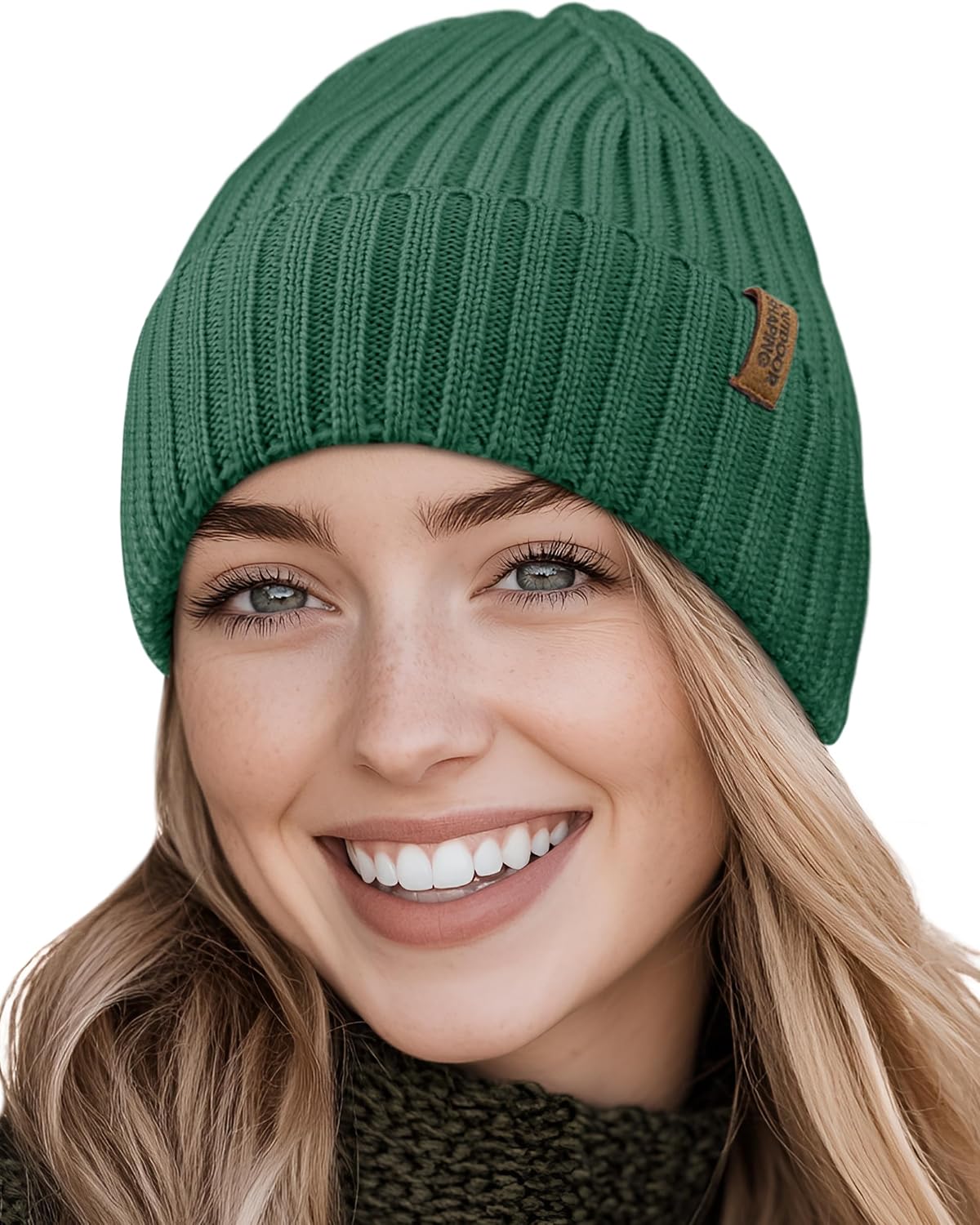Gorro lana merino unisex punto liso puños suave cálido