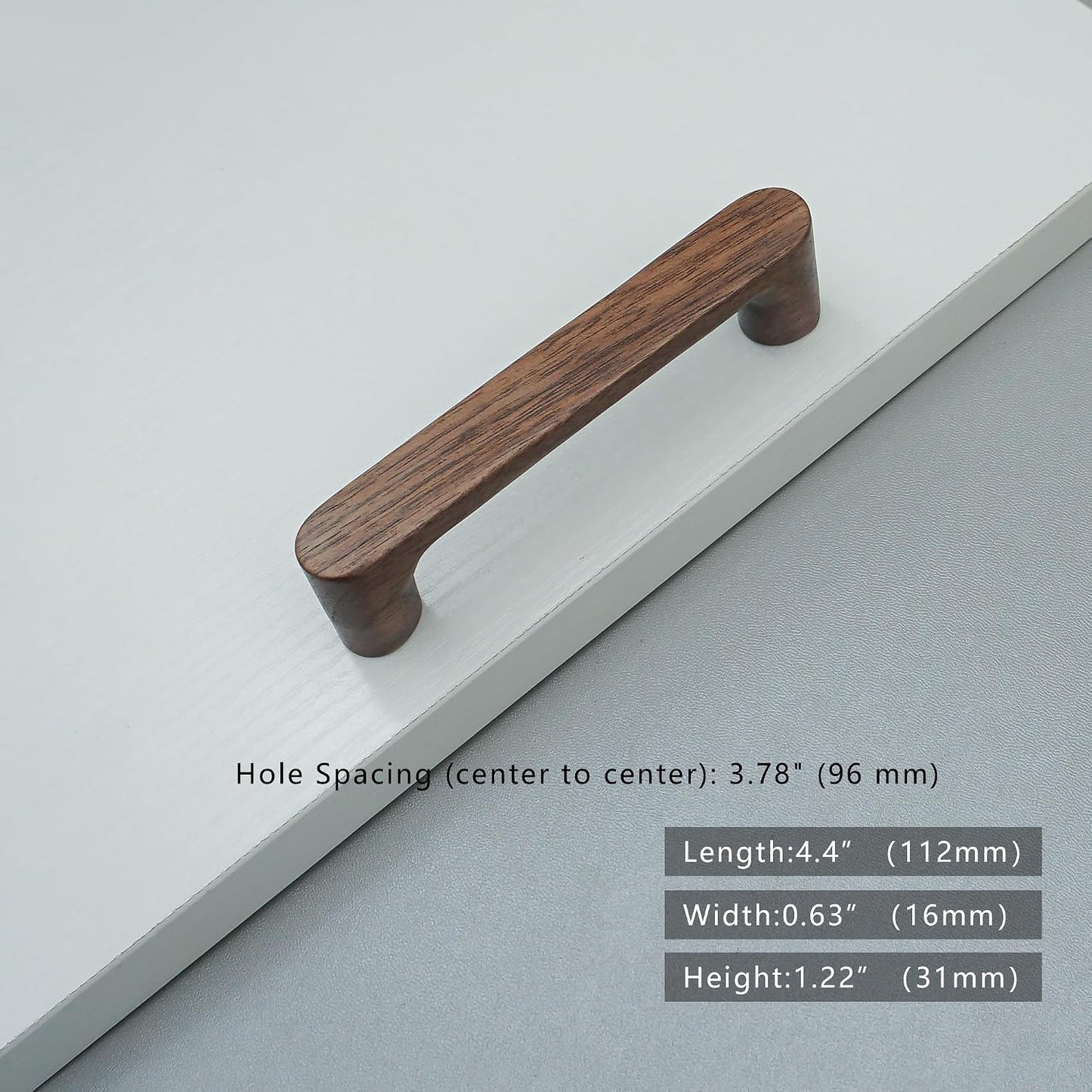 6 Tiradores de madera nogal para gabinetes y cómoda