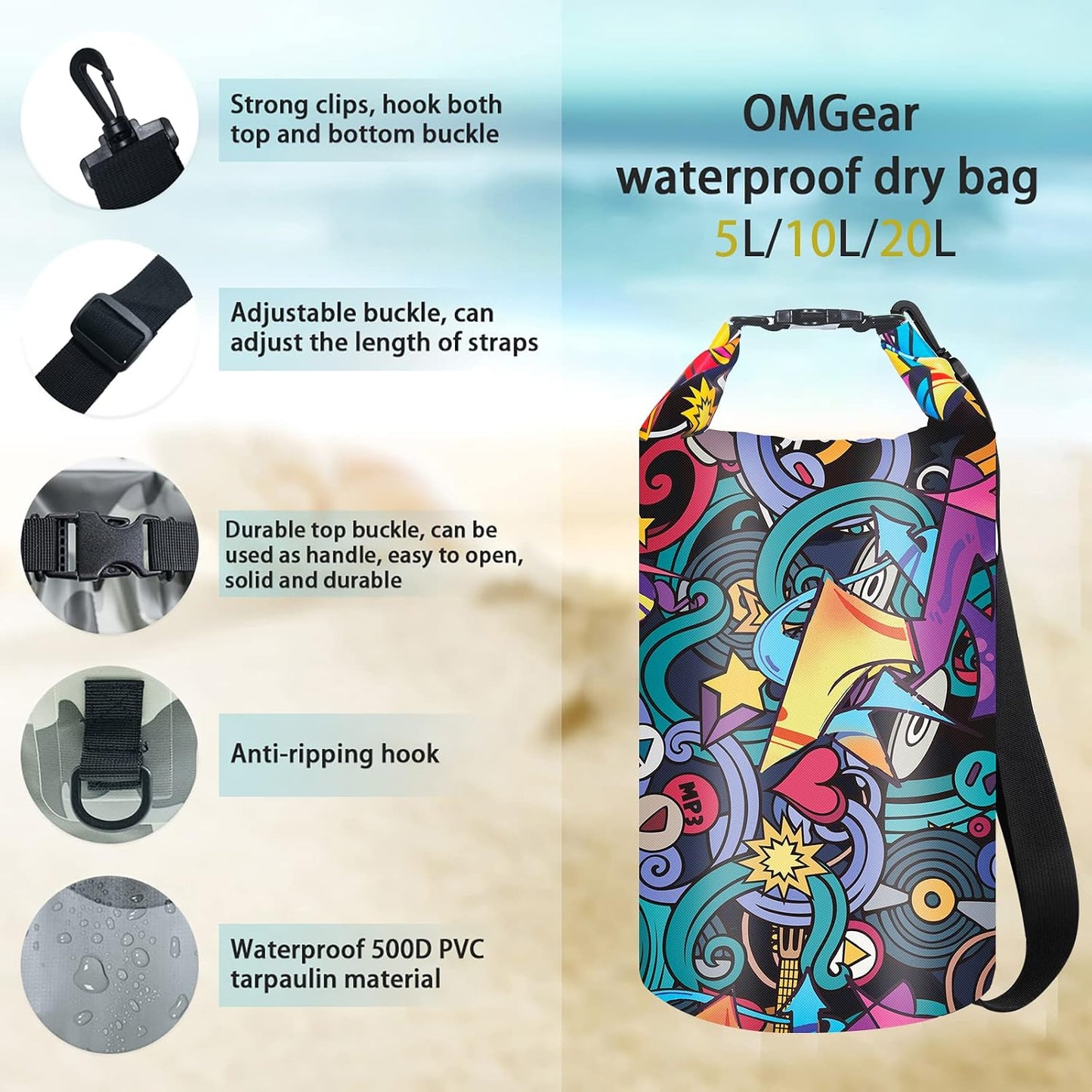 Bolsa flotante impermeable para kayak 40l/30l/20l/10l/5l