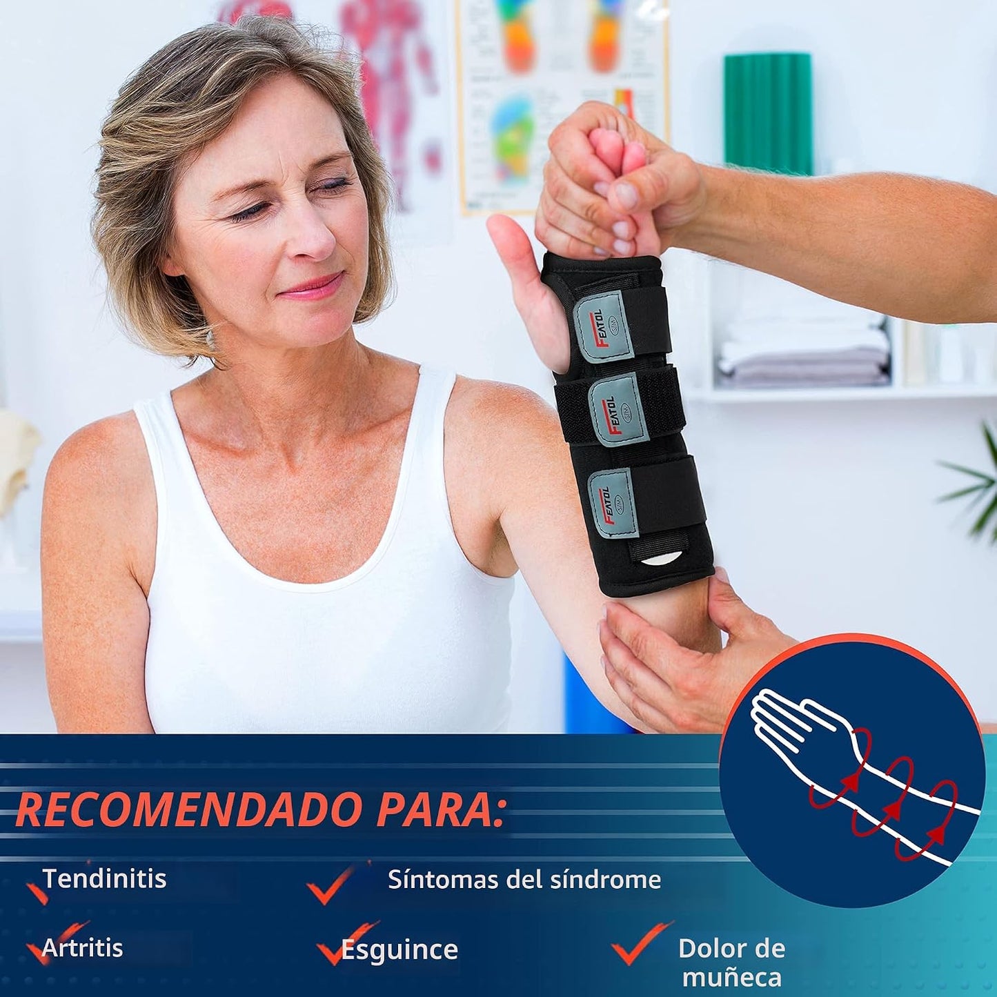 Muñequera ajustable para mano derecha artritis tendinitis
