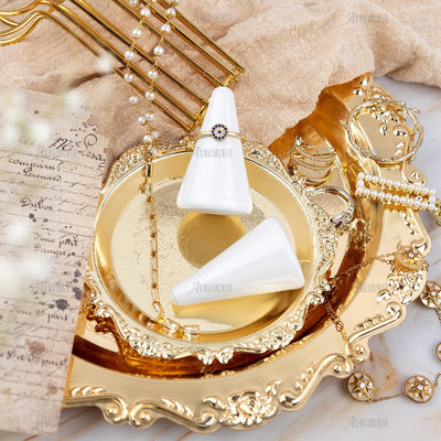 Soporte anillo cerámica torre joyería boda 2 pzas