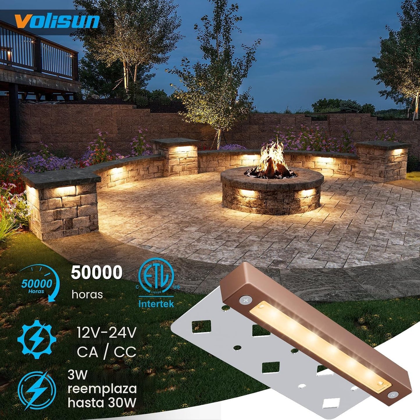 12 Luces LED 7pulg Exteriores 12V 2700K Blanco Suave