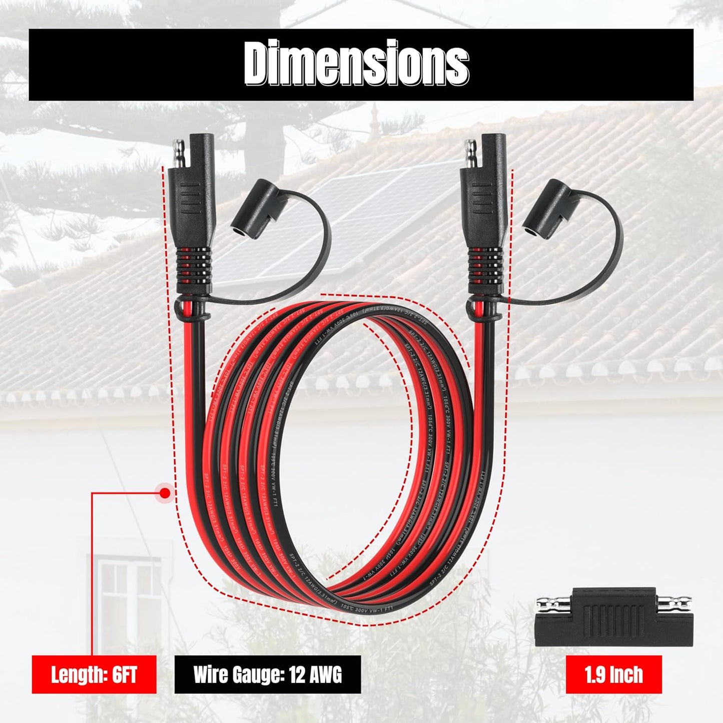 Cable extensión SAE 12AWG 6ft con adaptador inverso