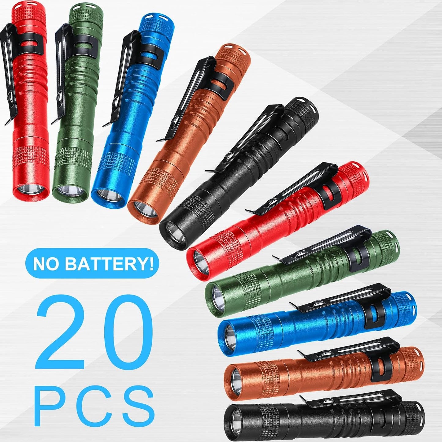20 Linternas LED Mini con Clip Negro Marrón Verde Rojo Azul