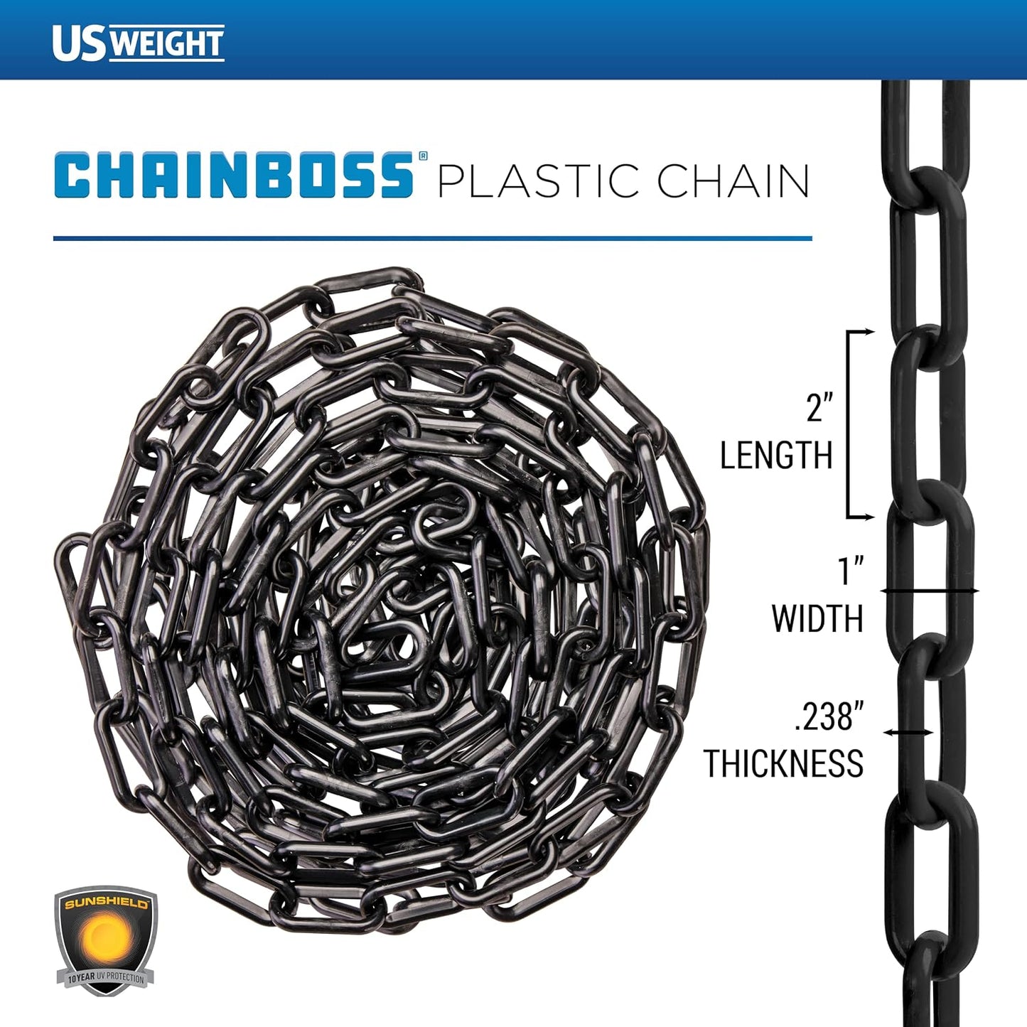 Cadena seguridad plástico negro 2x10ft resistente UV