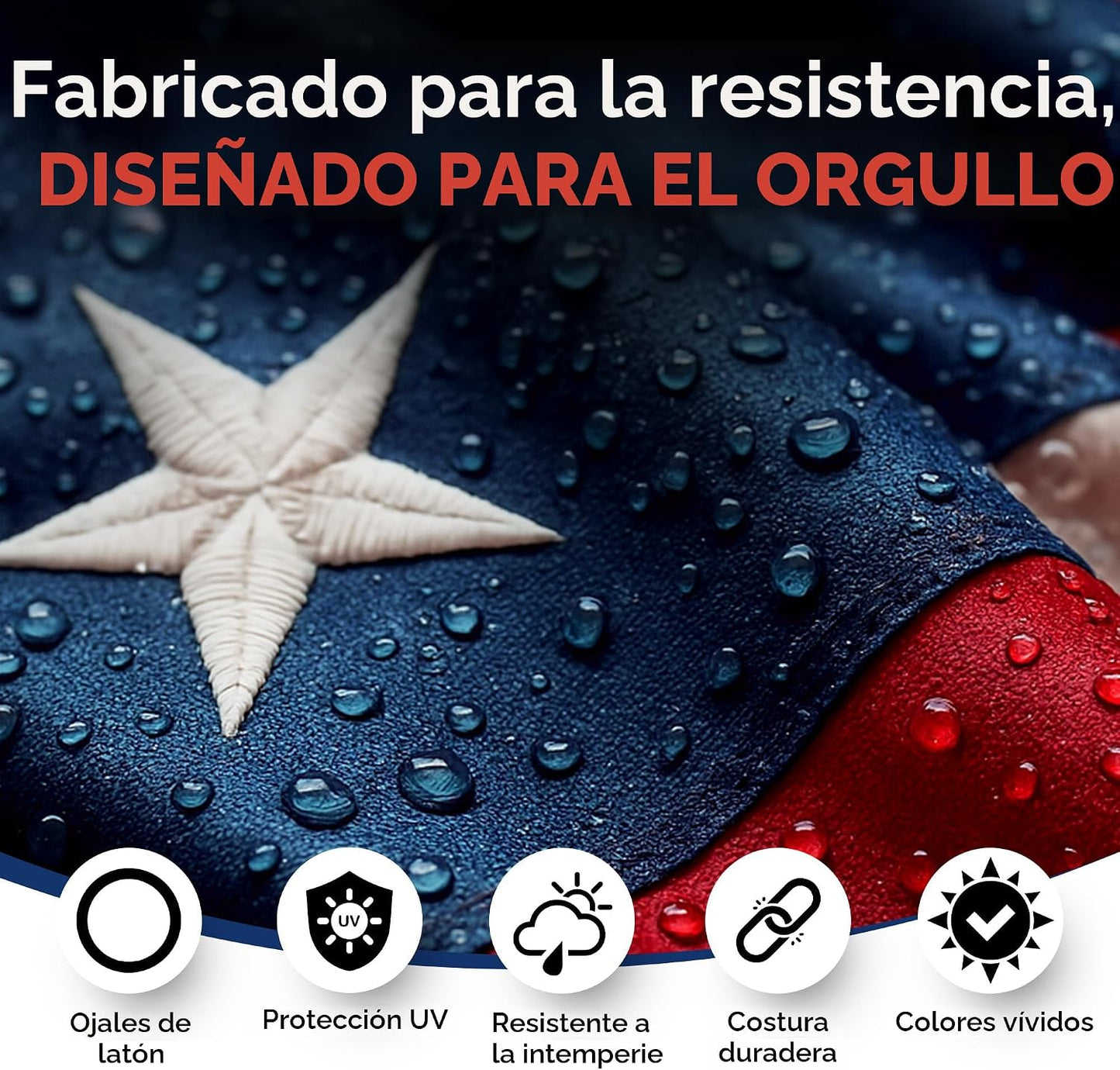Bandera EE.UU. reforzada estrellas cosidas 3x5pies