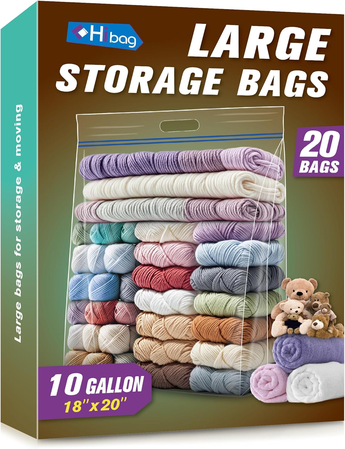 Bolsas almacenamiento 10gal 18x20" transparentes XL pack 20