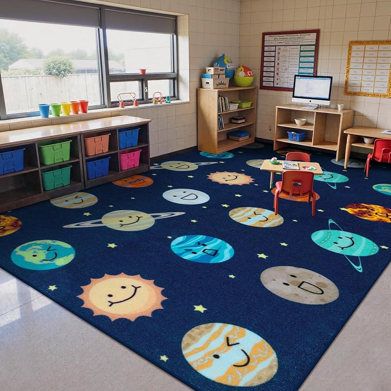 Alfombra educativa antiderrap 7x13ft cara sonriente