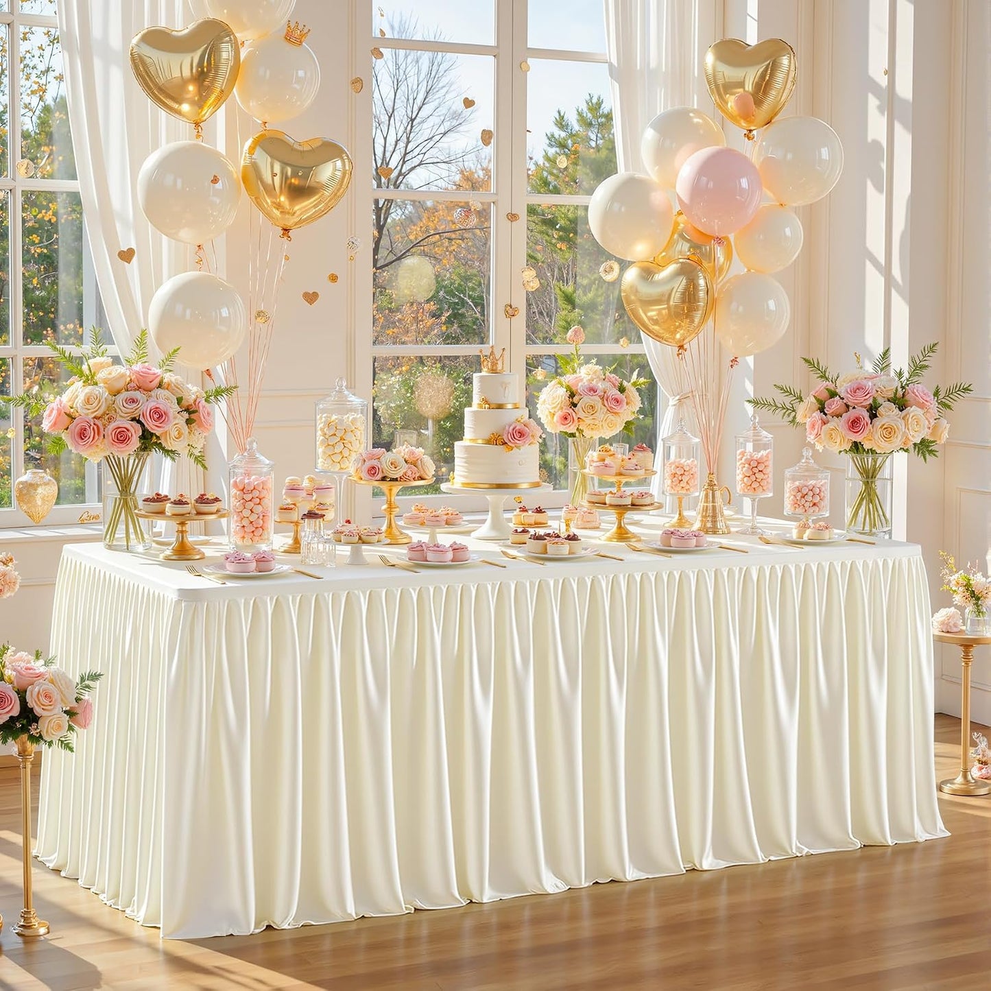 2 Pzas Mantel Rectangular 4ft Poliéster para Bodas y Fiestas