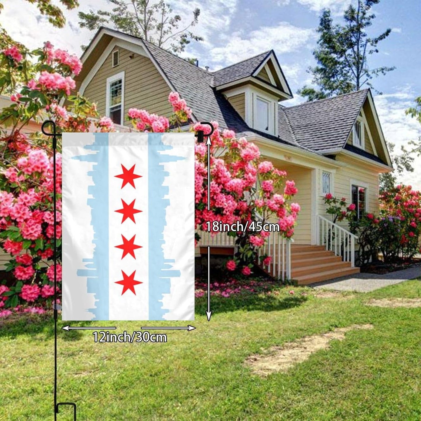 Bandera Chicago 12x18pulg con ojales latón decoración exterior