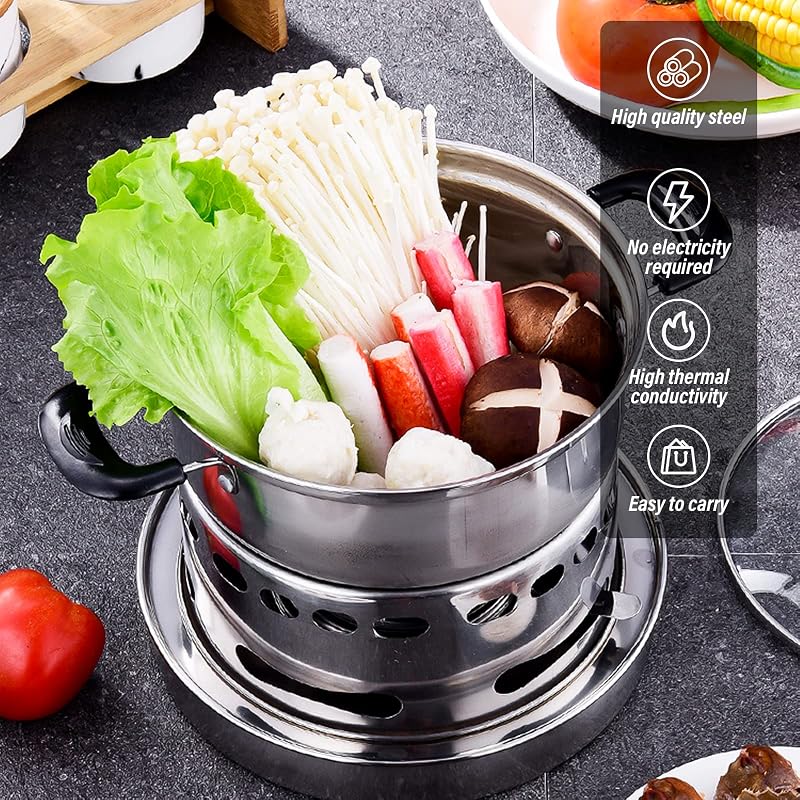 Set utensilios cocina camping estufa alcohol acero inox