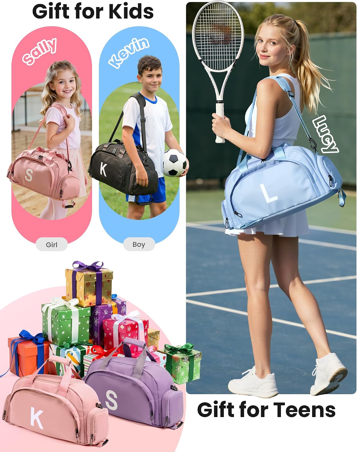 Bolsa gimnasio niña con compartimento zapatos