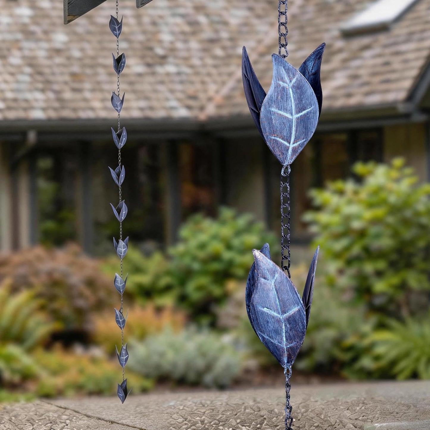 Cadena lluvia decorativa hierro 8.5ft 12 copas colectoras