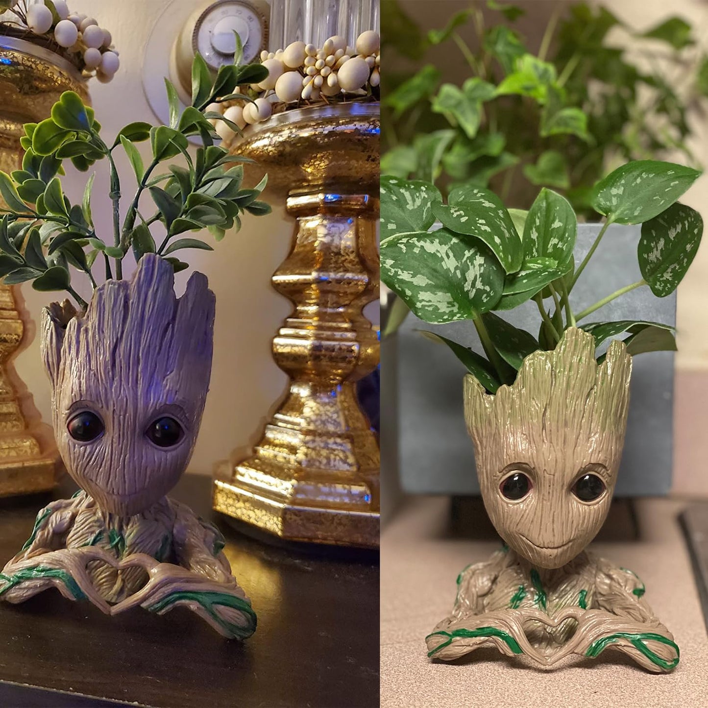 Maceta 6pulg diseño Groot bebé con drenaje marrón