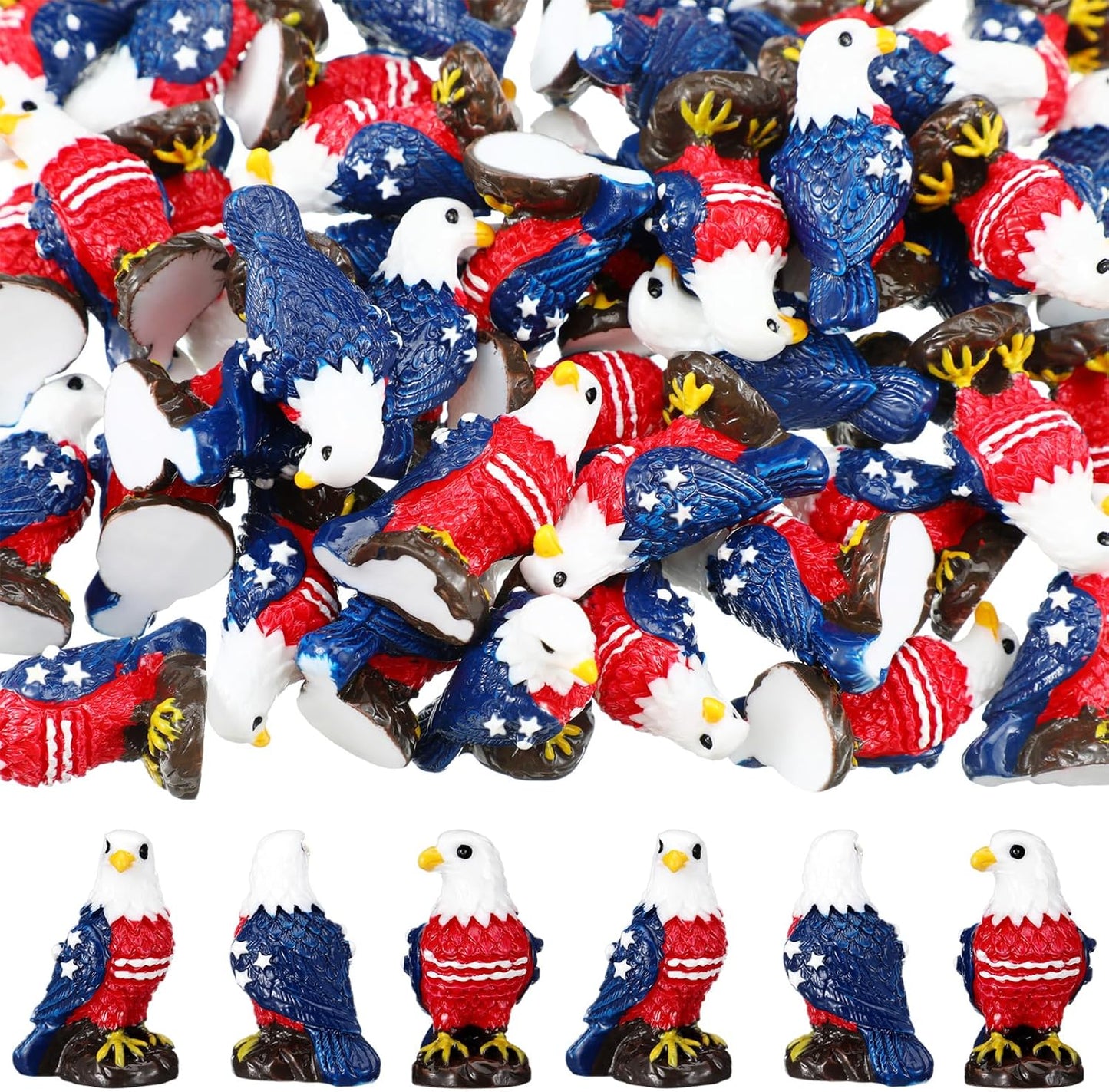 50 Pzas Figura Águila Calva Mini Resina Decoración Patriótica
