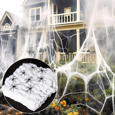 Telarañas Halloween 1200ft2 con 40 arañas falsas elásticas