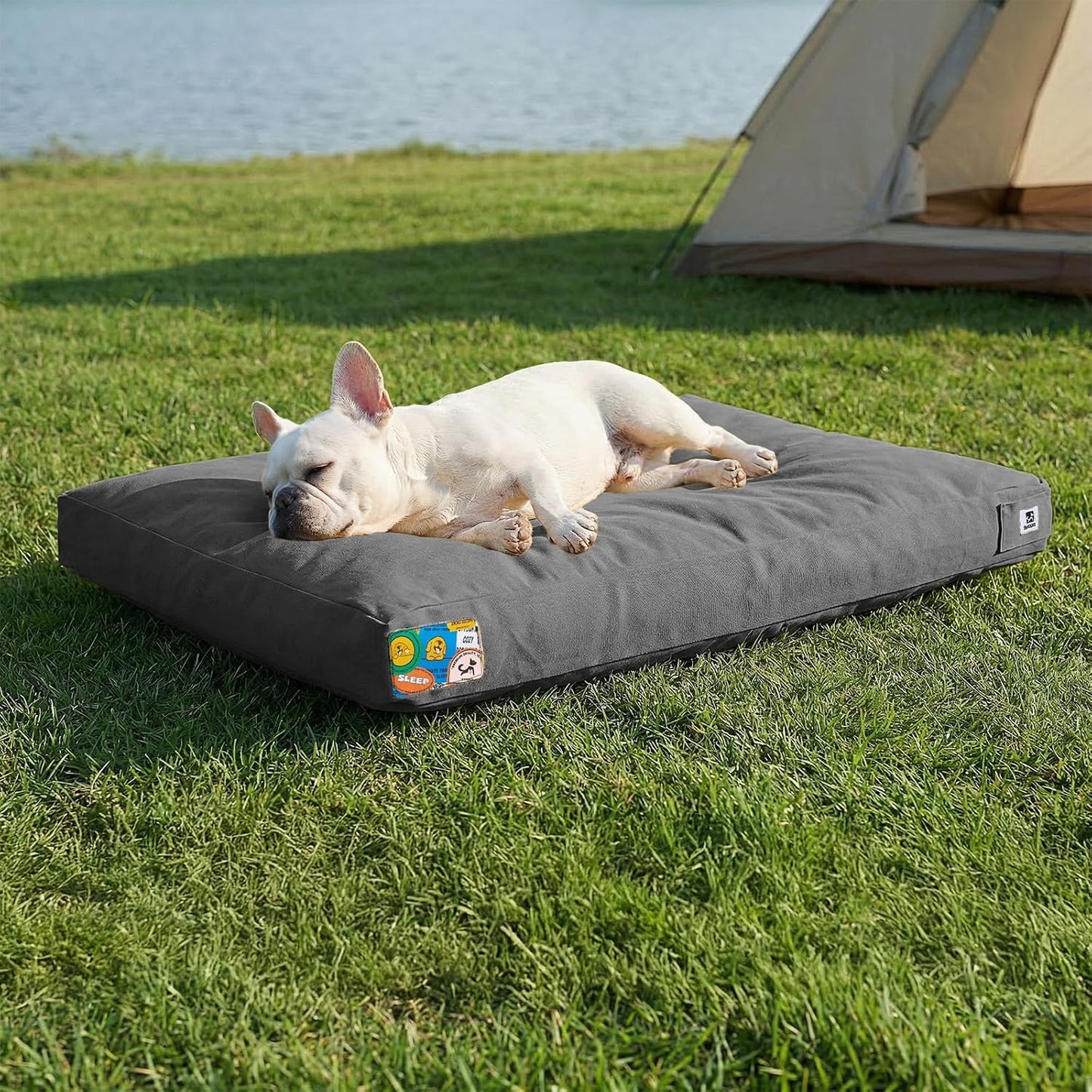 Cama lona perro mediano duradera funda impermeable gris oscuro