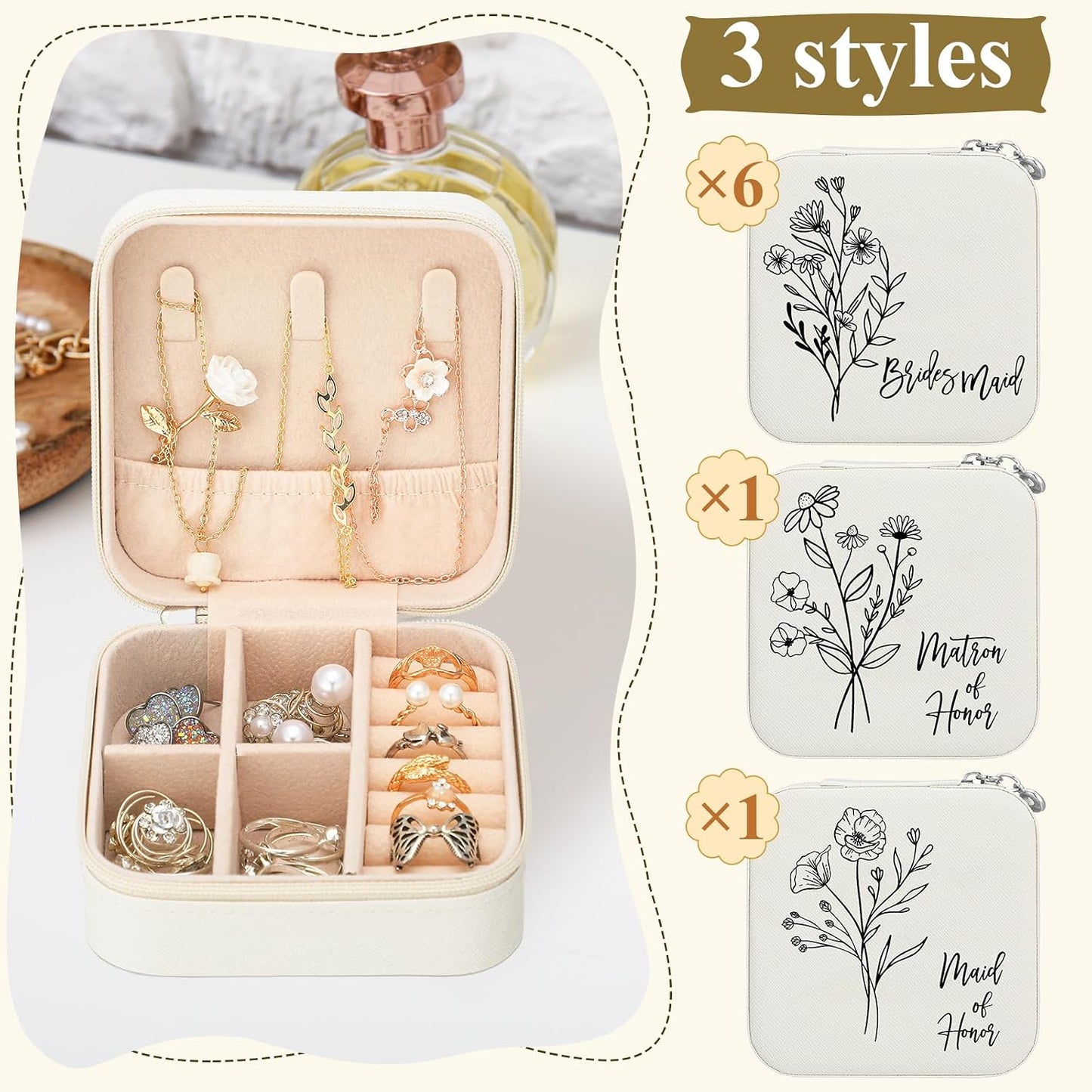 8 Cajas Regalo Joyería Dama Honor Flores Silvestres