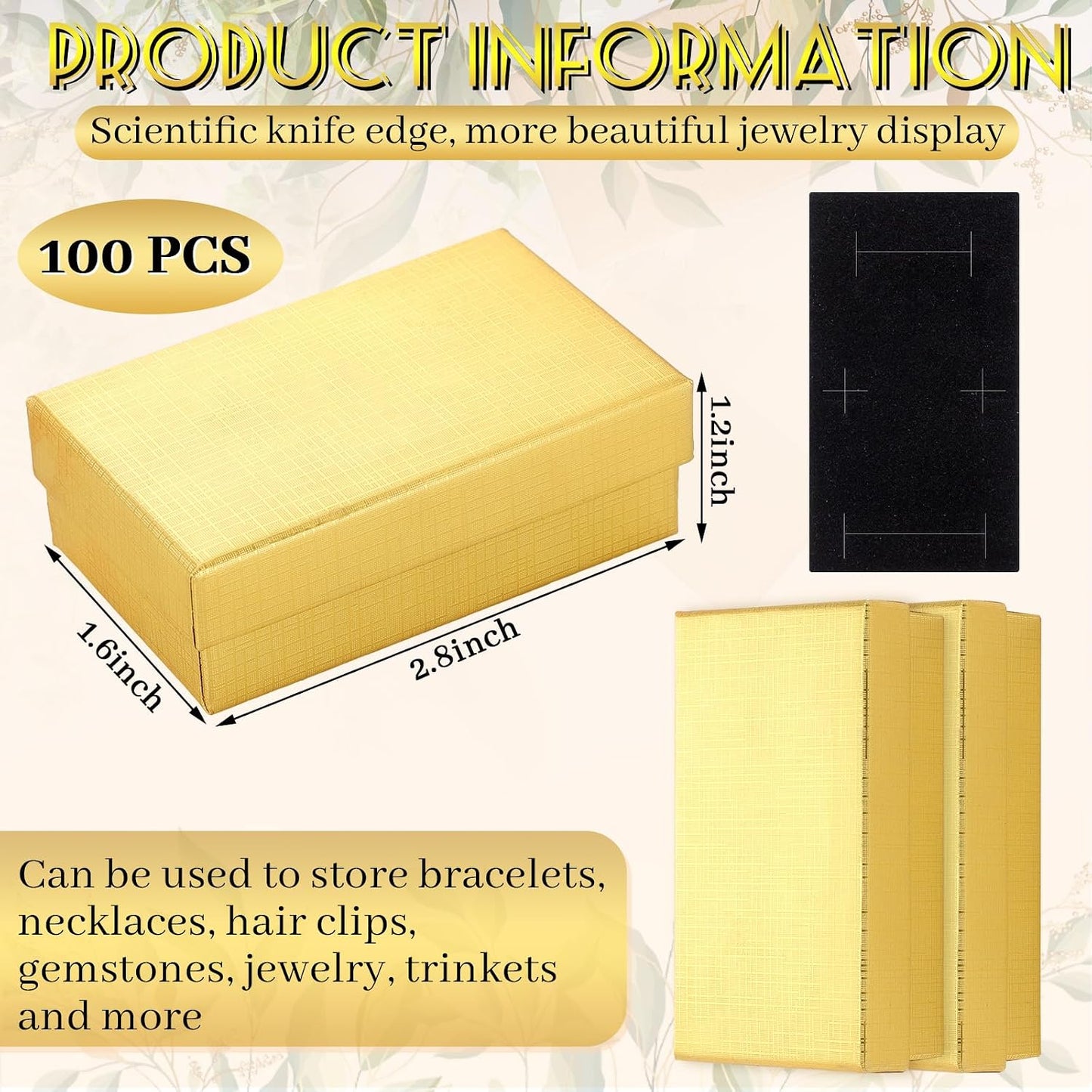 100 Pzas cajas regalo joyería cartón Kraft